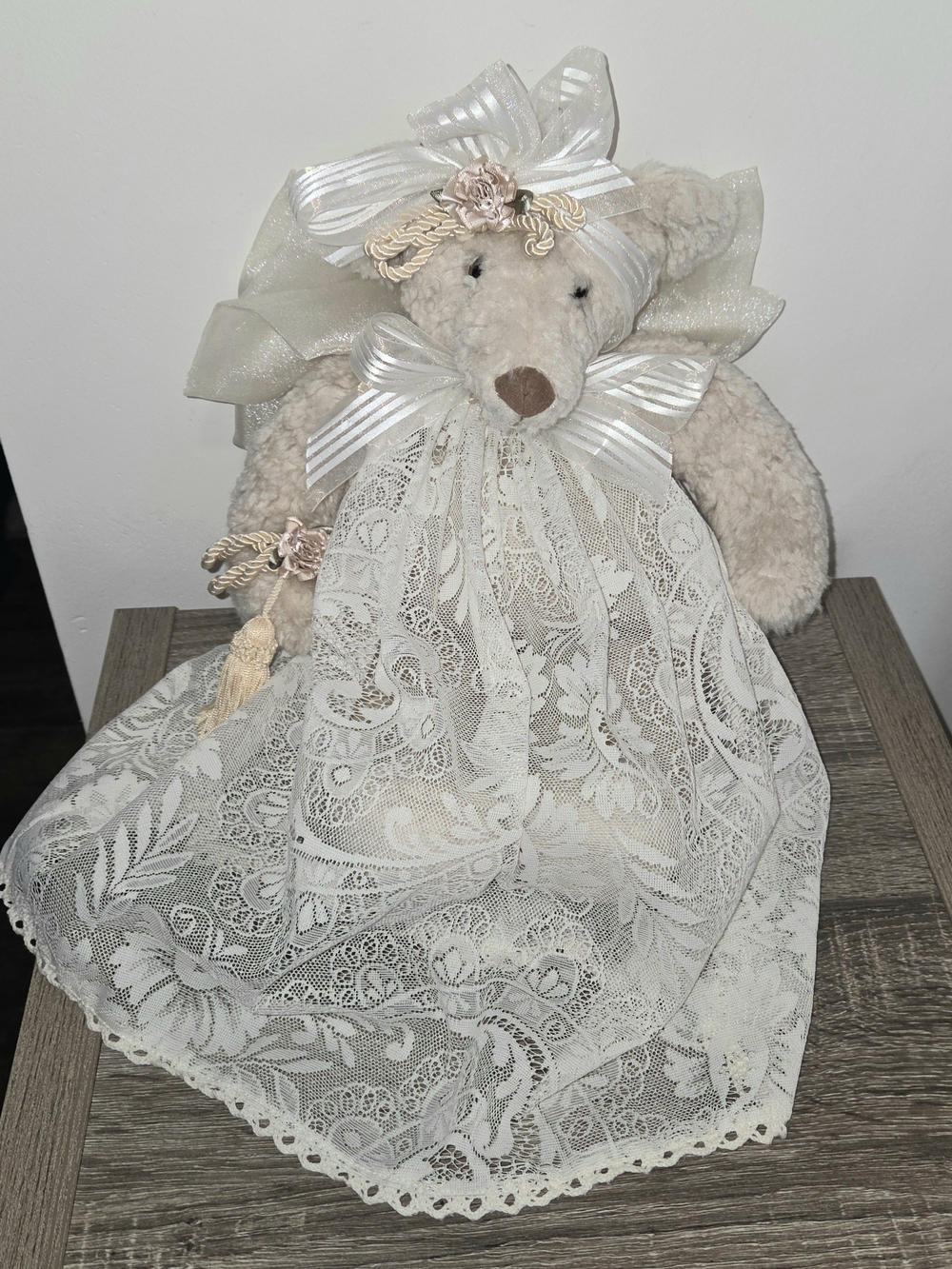 The Hen In The Holly Collectsble Bear “Gabriella” with Lace Bows 16"
